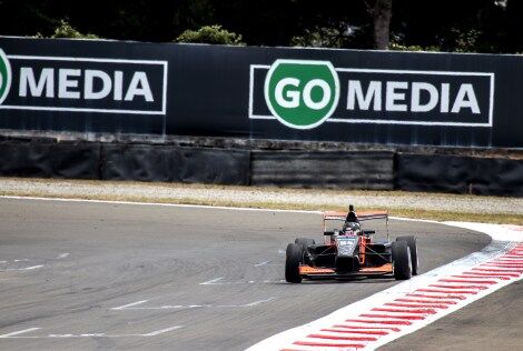 Calan Williams racing on the straight