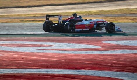 Calan Williams on the race track in Barcelona