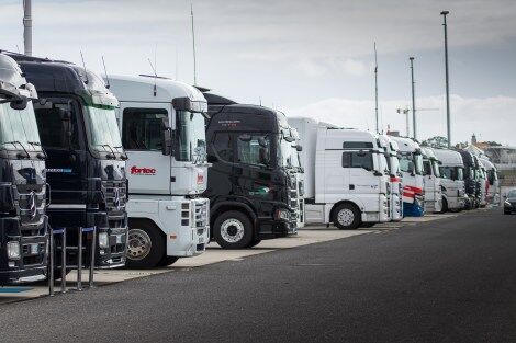 trucks all lined up