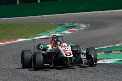 Calan Williams taking a corner in Monza