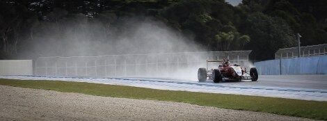 Calan Williams Racing in the wet on Phillip Island