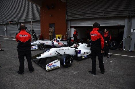 Calan Williams Racing in the garage getting ready to race