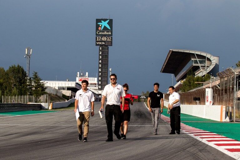 Calan Williams walking the track in Barcelona