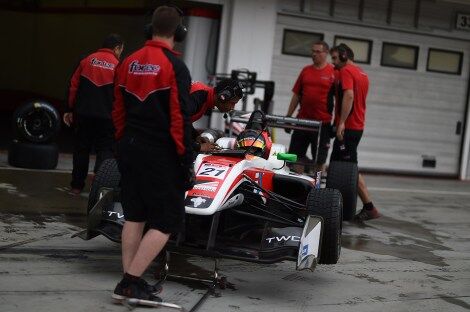 Calan Williams getting ready to race at SilverStone