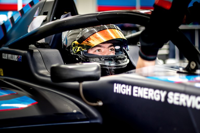 Calan Williams looking out from his helmet